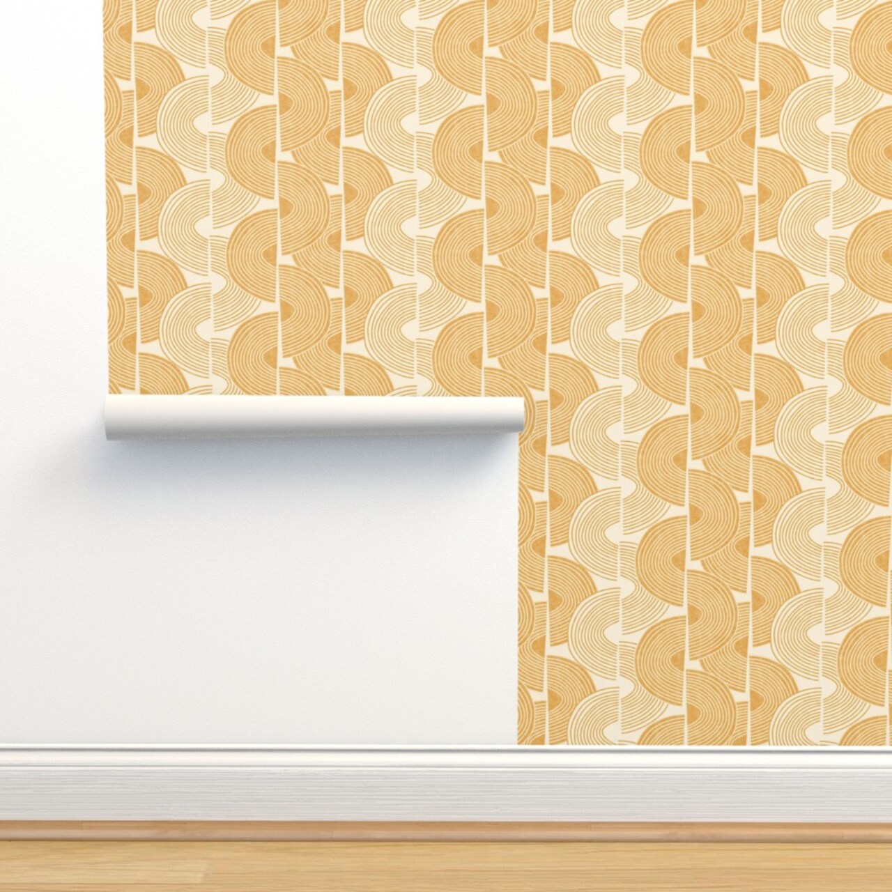 Vintage Stripe Gold Cream Warm Colors Large Scale Custom Removable Wallpaper by Spoonflower Peel & Stick Wallpaper 2FT Wide